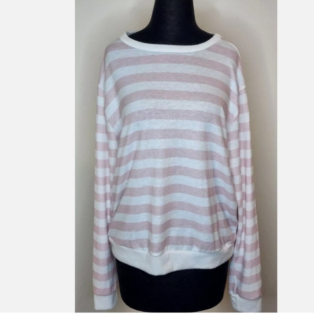Pink Lily Striped Sweater Size Small Pink/White